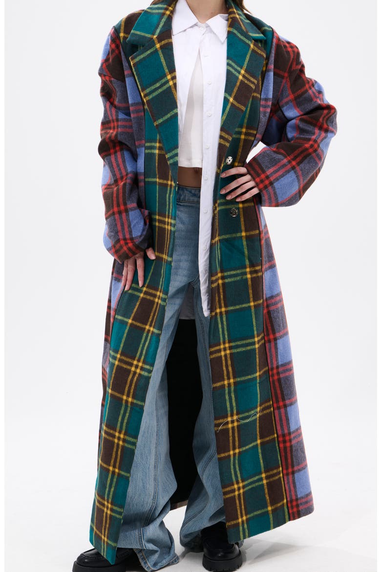 Oversize Plaid Trench, Alternate, color, GREEN MULTI PLAID