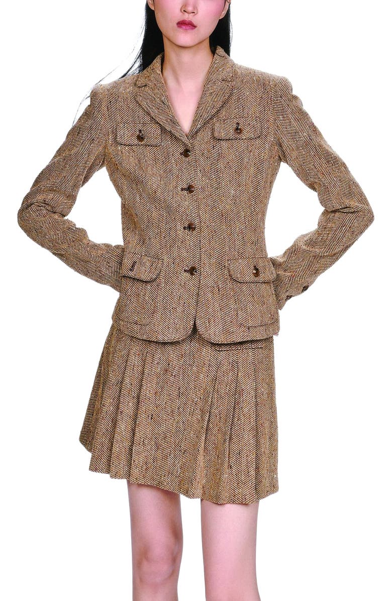 Anna Sui Herringbone Jacket, Alternate, color, Caramel