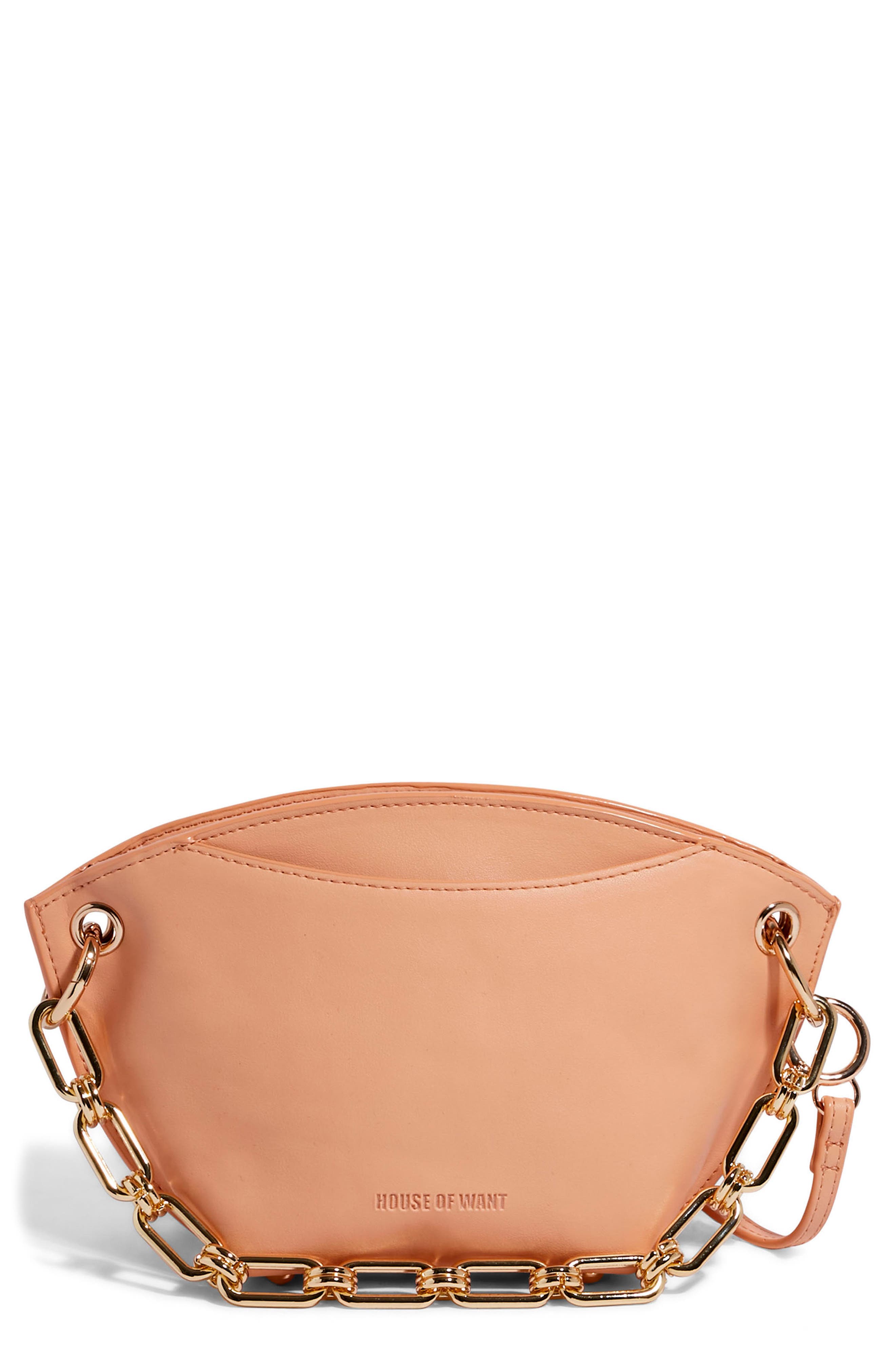 H.O.W. We Encourage Vegan Leather Crossbody Bag, Main, color, APRICOT
