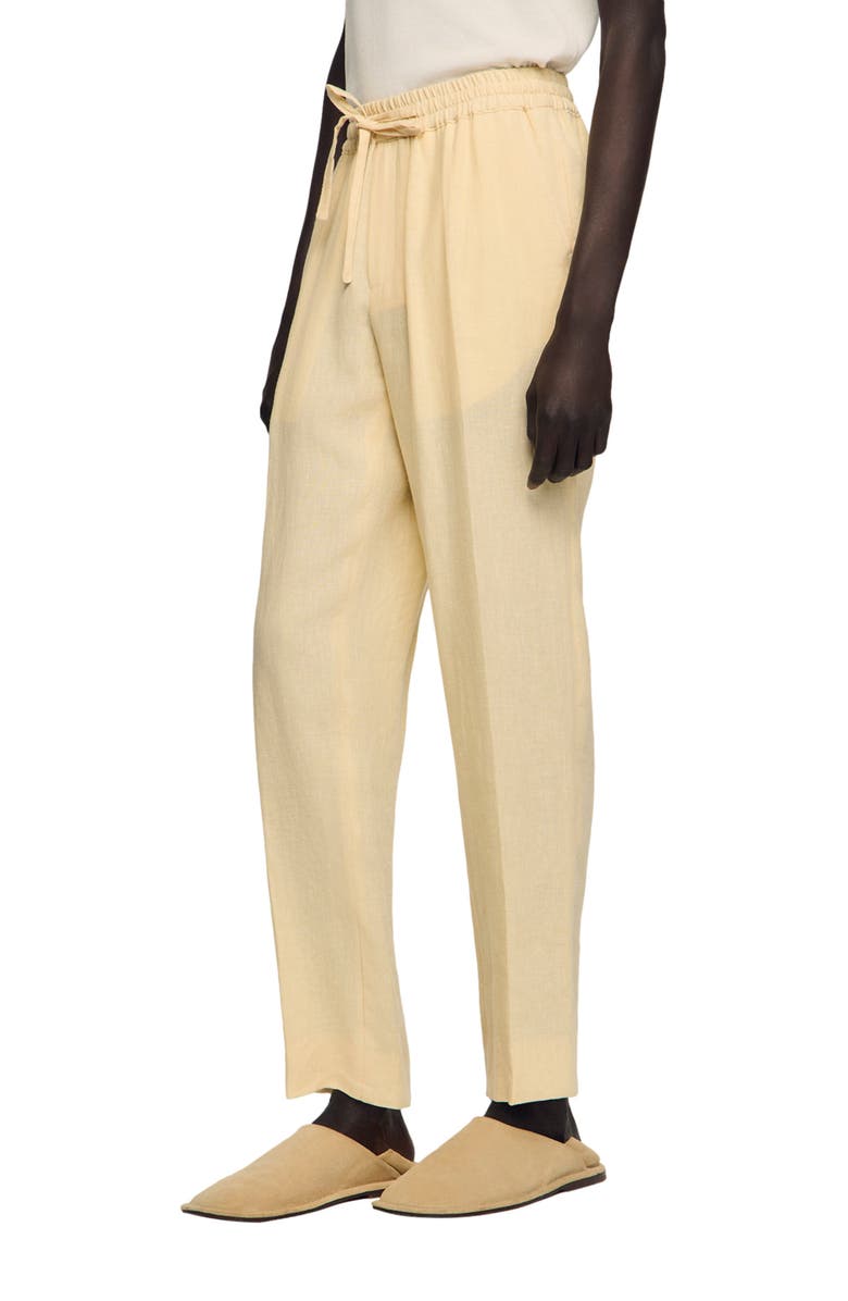 SANDRO Elasticated linen trousers, Alternate, color, Ivory
