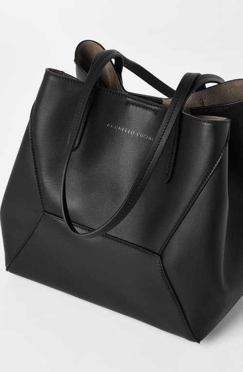 Brunello Cucinelli Calfskin Large Bc Duo Bag In Black