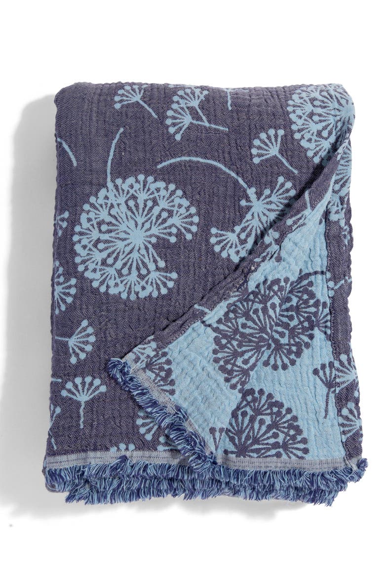 Dandelion Reversible Organic Muslin Blanket, Main, color, Navy