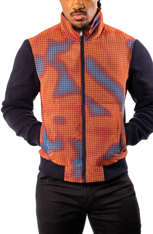 Maceoo Quilted & Knit Bomber Jacket In Orange