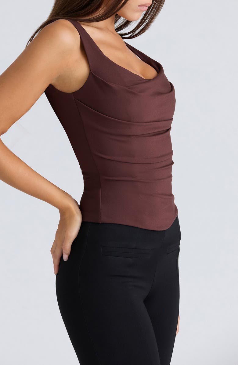 HOUSE OF CB The Drape Neck Corset Top, Alternate, color, Chocolate
