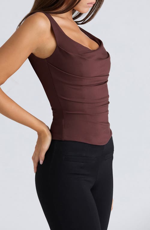 House Of Cb The Drape Neck Corset Top In Brown