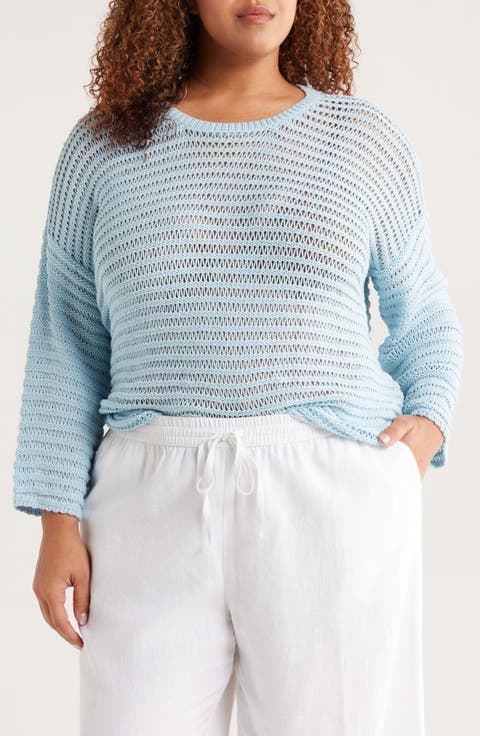 Open Stitch Organic Cotton Sweater (Plus)