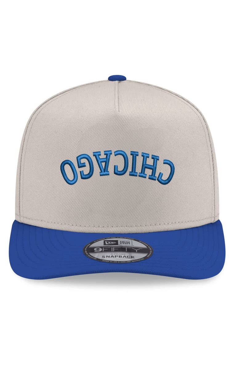 New Era Men's New Era  Cream/Royal Chicago Cubs Upside Down City Name A-Frame 9FIFTY Snapback Hat, Alternate, color, Cream