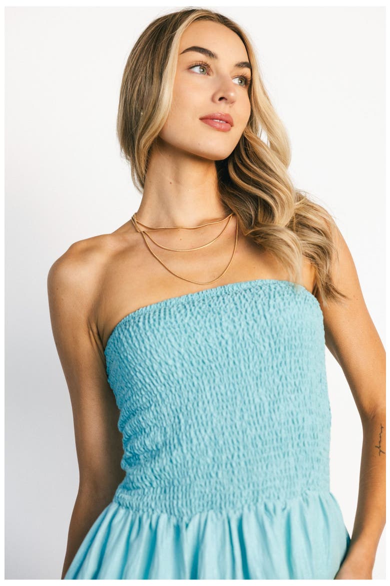 Cielo Strapless Short Dress, Alternate, color, Aqua