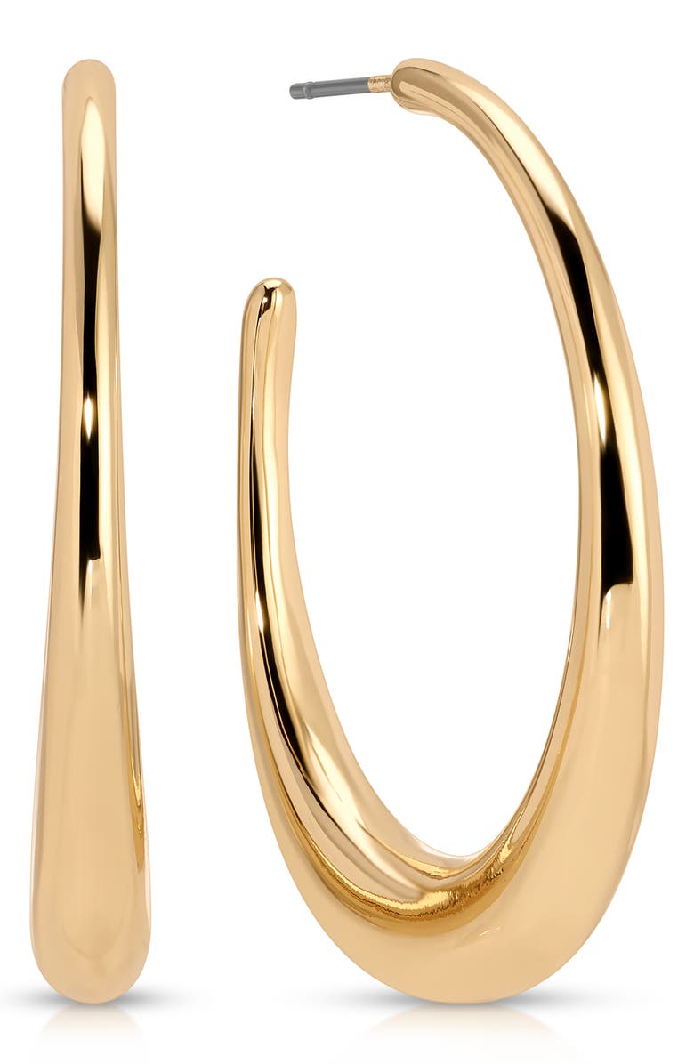Ettika Smooth Oval Hoop Earrings, Main, color, Gold