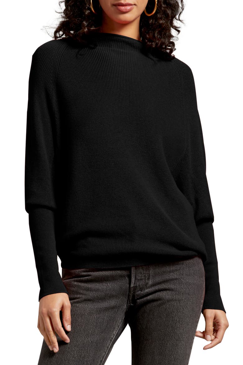 Jette Veronia Ribbed Sweater, Main, color, BLACK