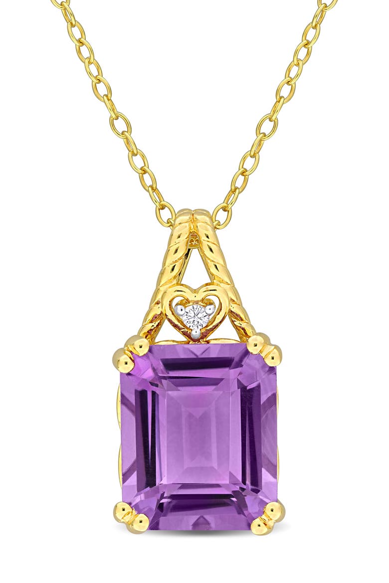 Octagon Amethyst Pendant Necklace, Main, color, PURPLE