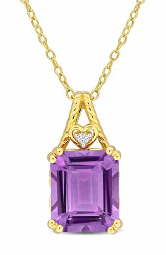 Octagon Amethyst Pendant Necklace