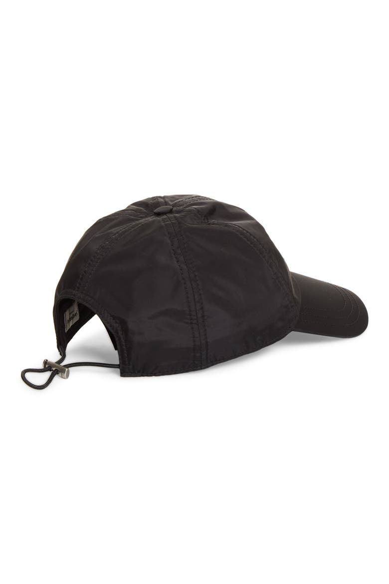 Logo Embroidered Recycled Nylon Adjustable Baseball Cap, Alternate, color, BLACK/ BLACK