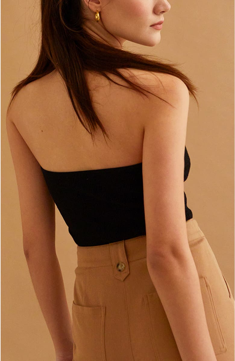 CRESCENT Lurex Rib Corset Top, Alternate, color, Black