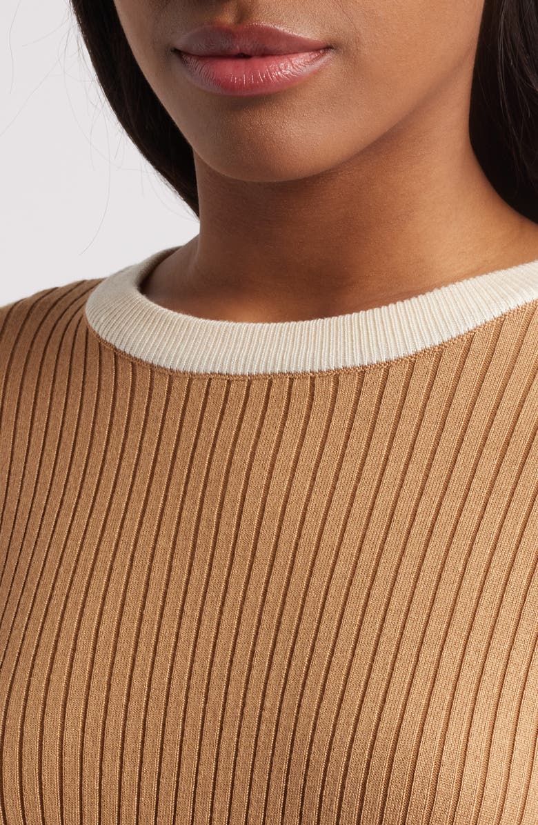 Petal & Pup Lizbeth Tipped Detail Rib Sweater, Alternate, color, Medium Brown