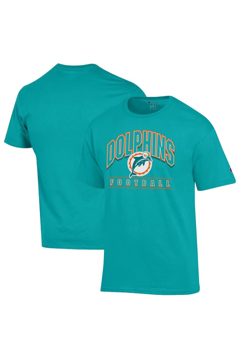 Men's Champion Aqua Miami Dolphins Jersey T-Shirt, Main, color, Aqua