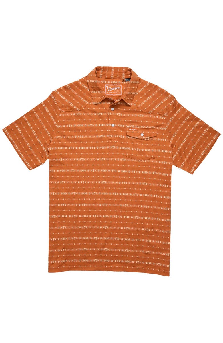 Howler Brothers Men's Howler Brothers Texas Orange Texas Longhorns Jacquard Ranchero Polo, Alternate, color, Burnt Orange