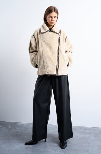 Faux Shearling Avaitor Jacket