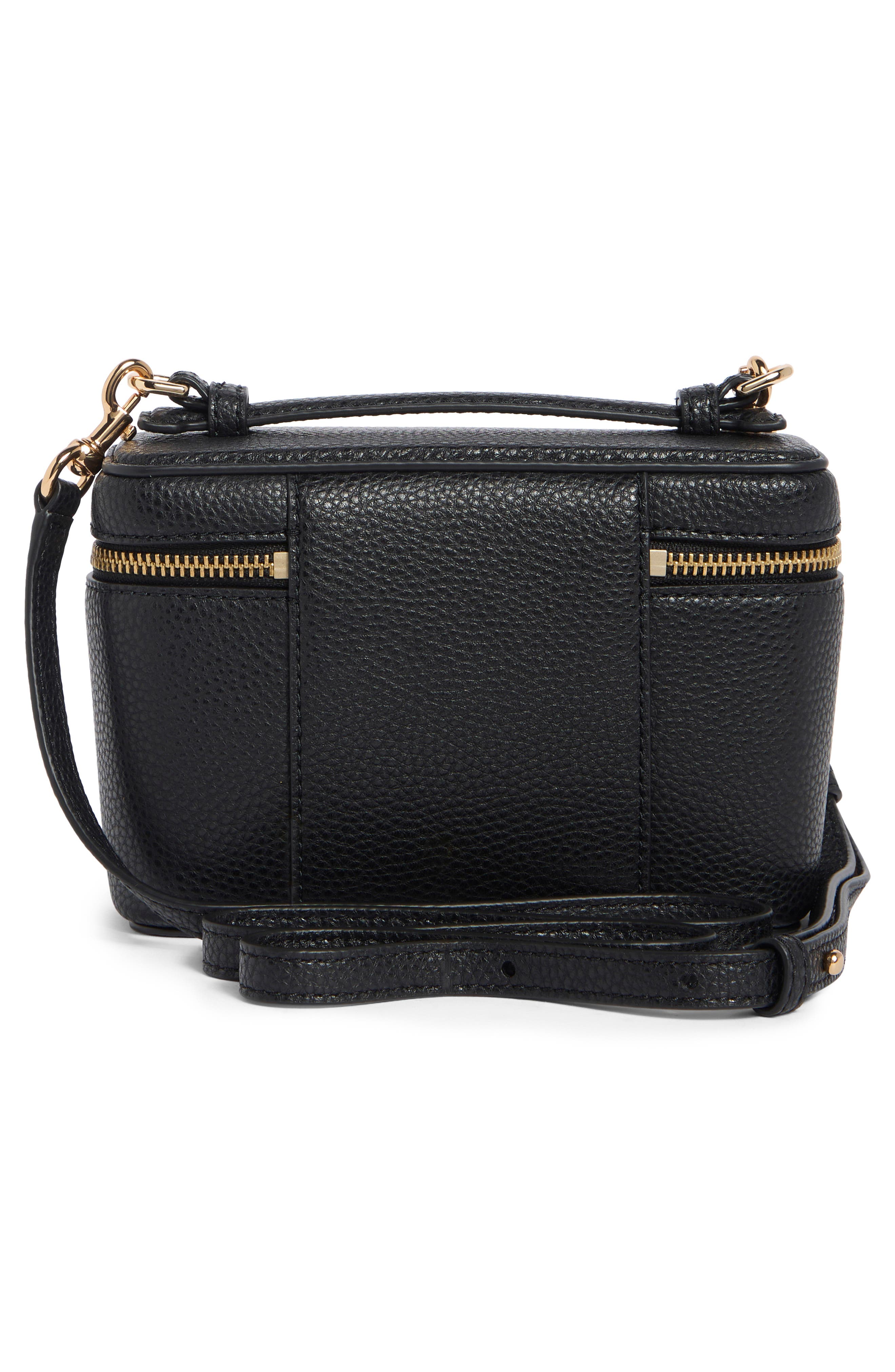 Groove Leather Train Case Crossbody Bag, Alternate, color, BLACK