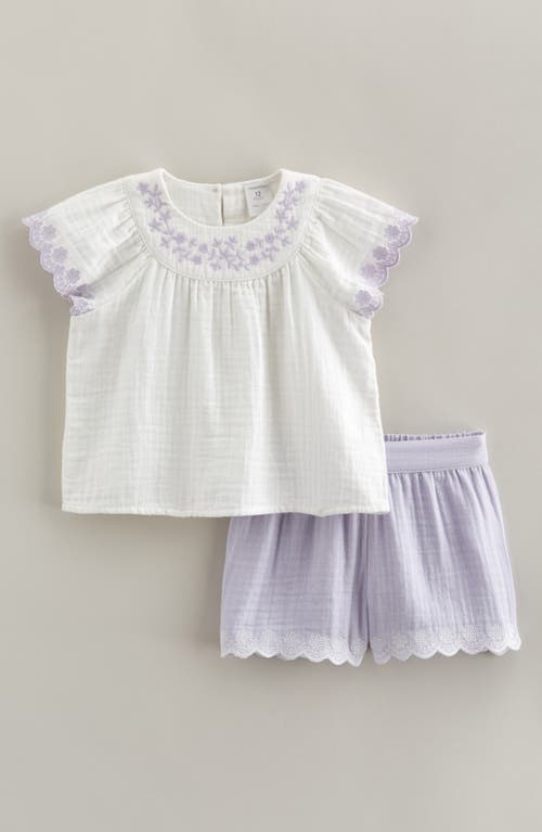 Nordstrom Flutter Sleeve Cotton Gauze Top & Shorts Set In Multi
