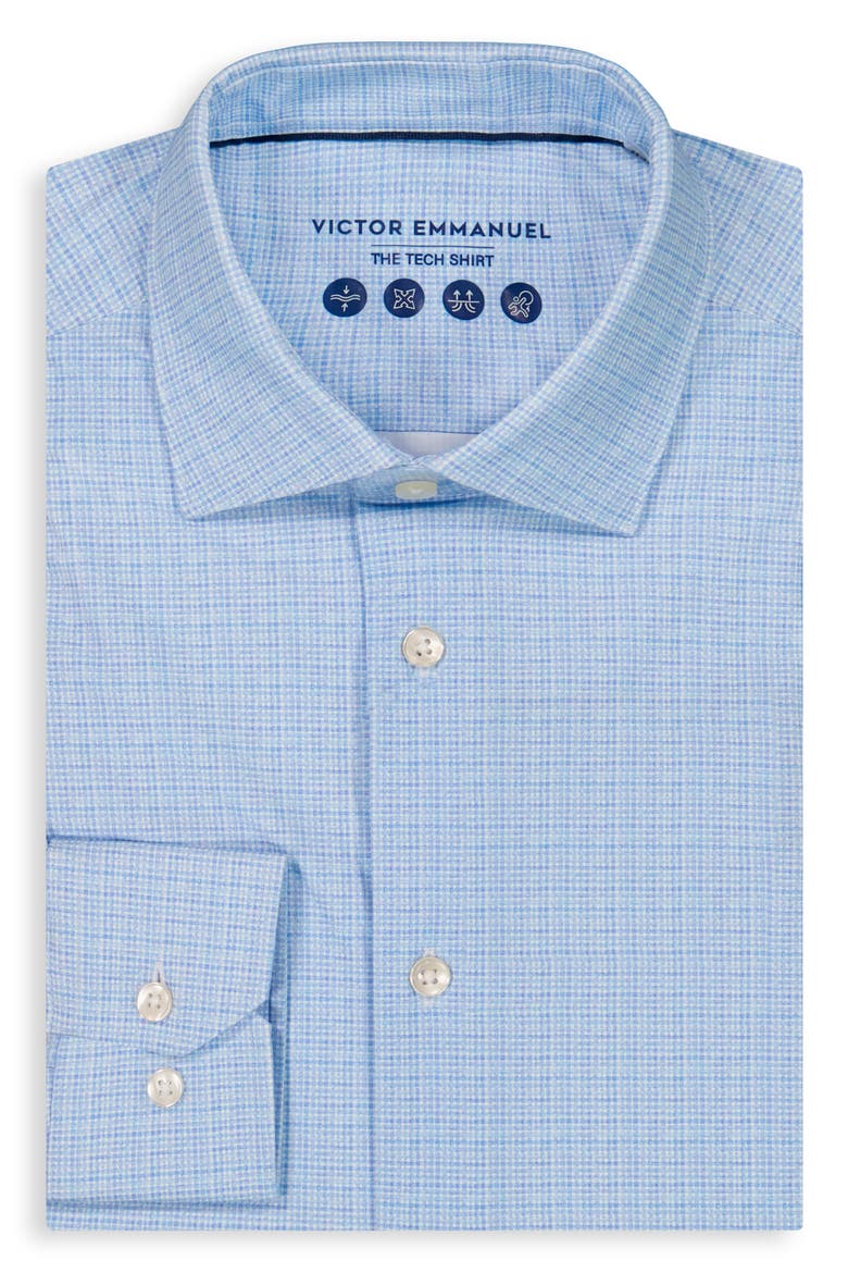 Modern Fit Microcheck Tech Stretch Dress Shirt, Alternate, color, LIGHT BLUE