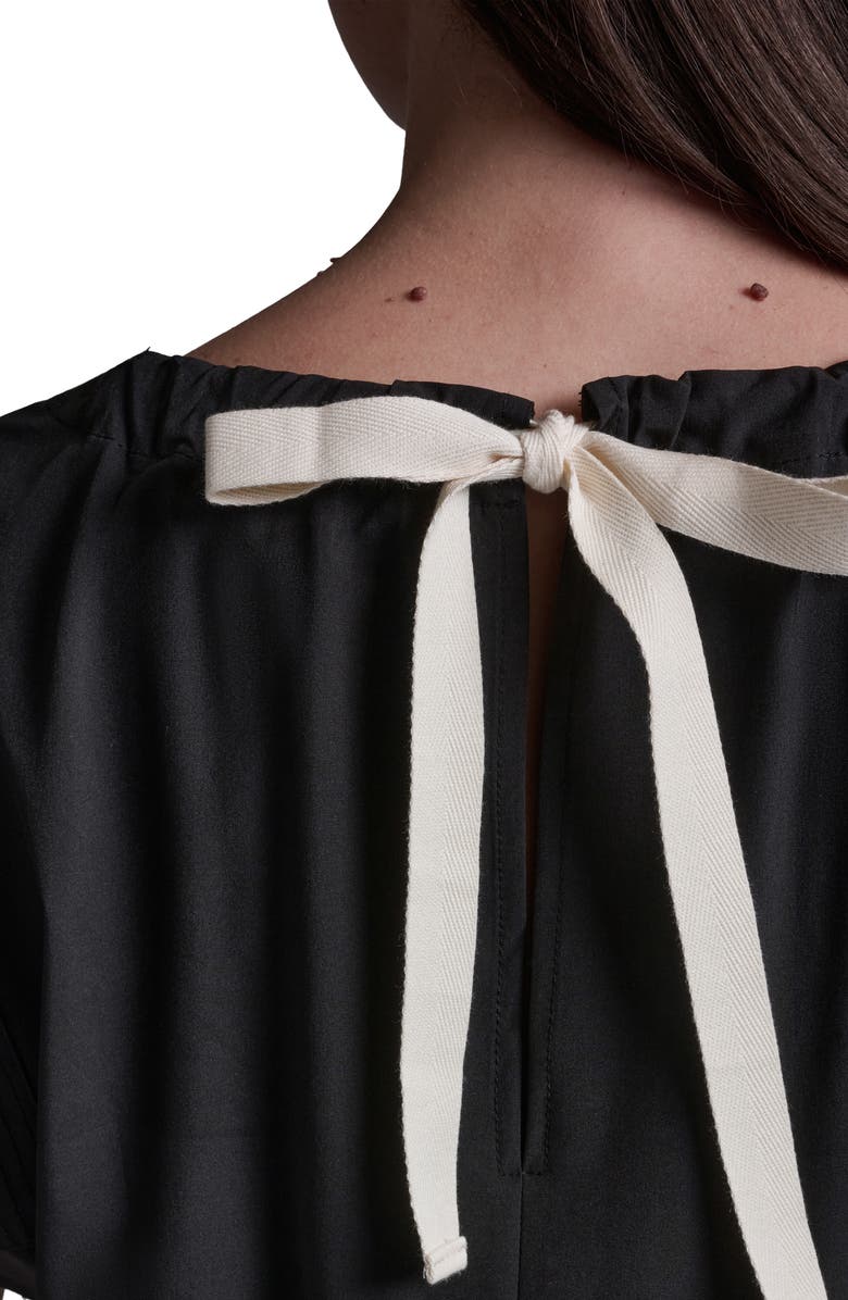 BCBG Bow Crepe Midi Dress, Alternate, color, Black