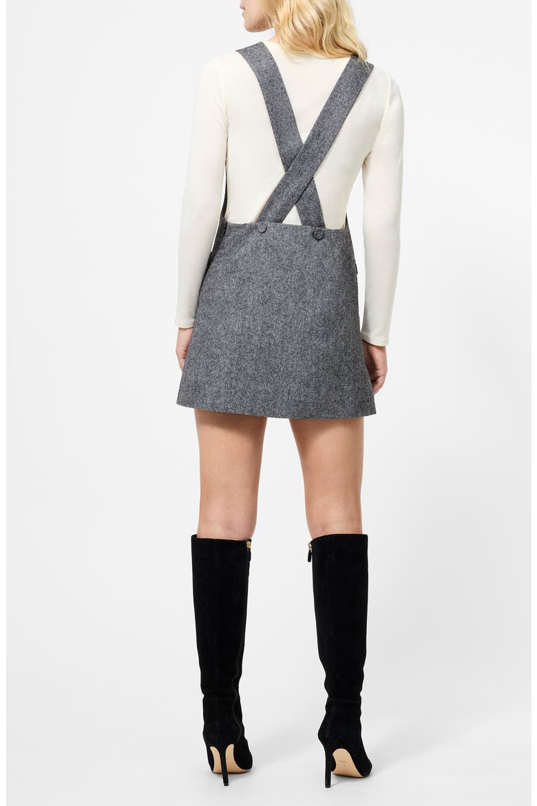 V-Neck Wool Blend Apron Minidress, Alternate, color, CHARCOAL