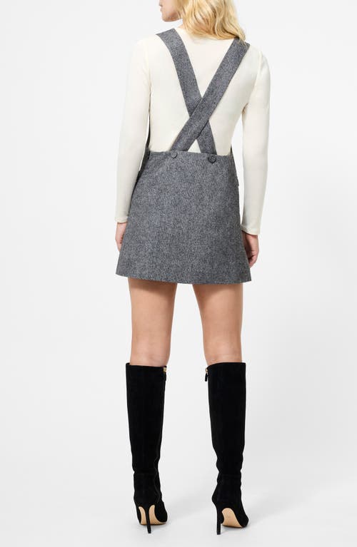 French Connection V-neck Wool Blend Apron Minidress In Gray