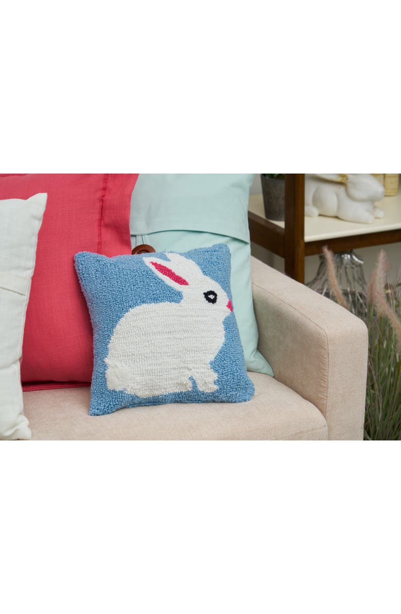 C&F Home Easter Bunny Hooked Blue Mini Accent Pillow 12" x 12", Alternate, color, White