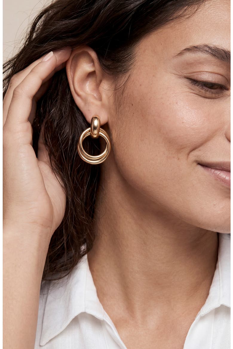 Interlocking Duo Stud Earrings, Alternate, color, GOLD