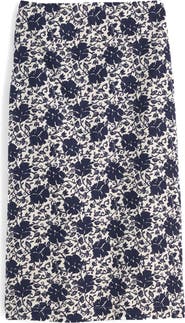 Madewell Floral Print Linen Midi Skirt