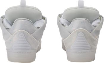 ★Lanvin★ ホワイト Curb グリッターエフェクト スニーカー Lanvin Leather Curb Sneakers with Glitter Effect | Saks