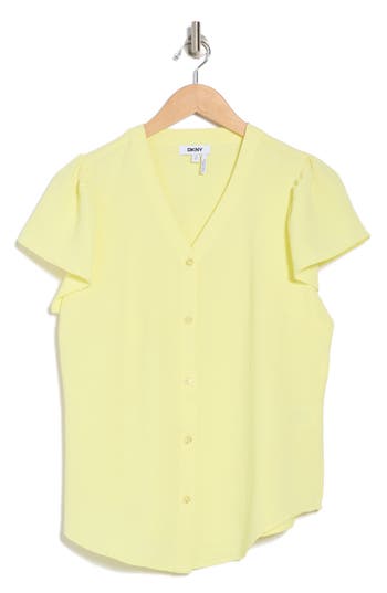 Dkny V-neck Button-up Top