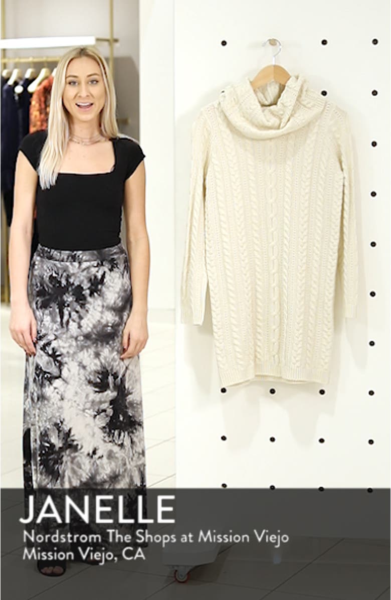 Cowl Neck Cable Sweater Dress, sales video thumbnail