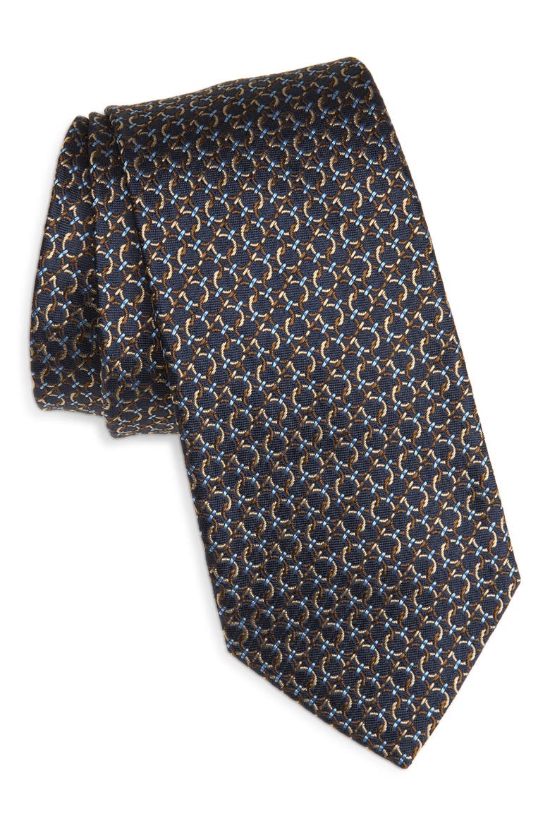 Crema Silk Tie, Main, color, MARRONE