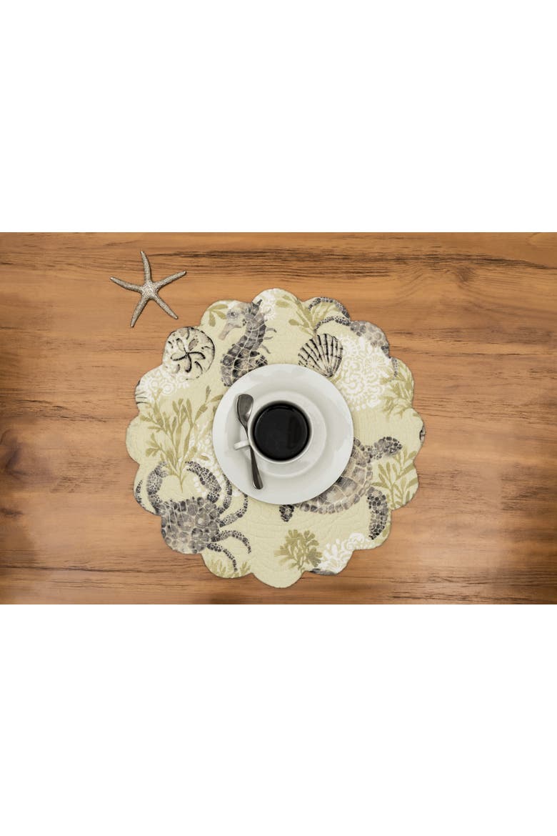 Cannon Beach Round Placemats Set of 6, 17", Alternate, color, Beige