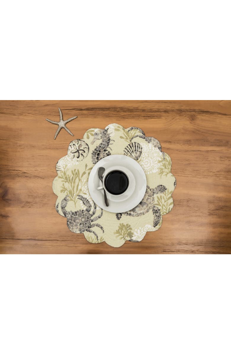 C&F Home Cannon Beach Round Placemats Set of 6, 17", Alternate, color, Beige