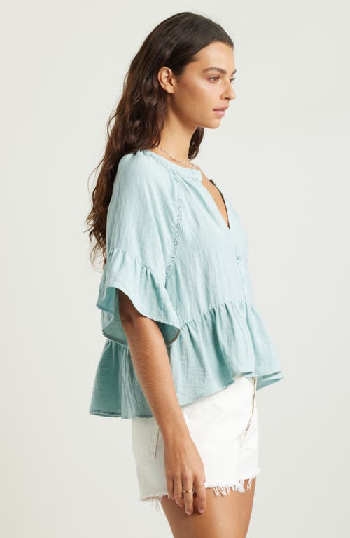Treasure & Bond Ruffle Peplum Top In Teal Tide