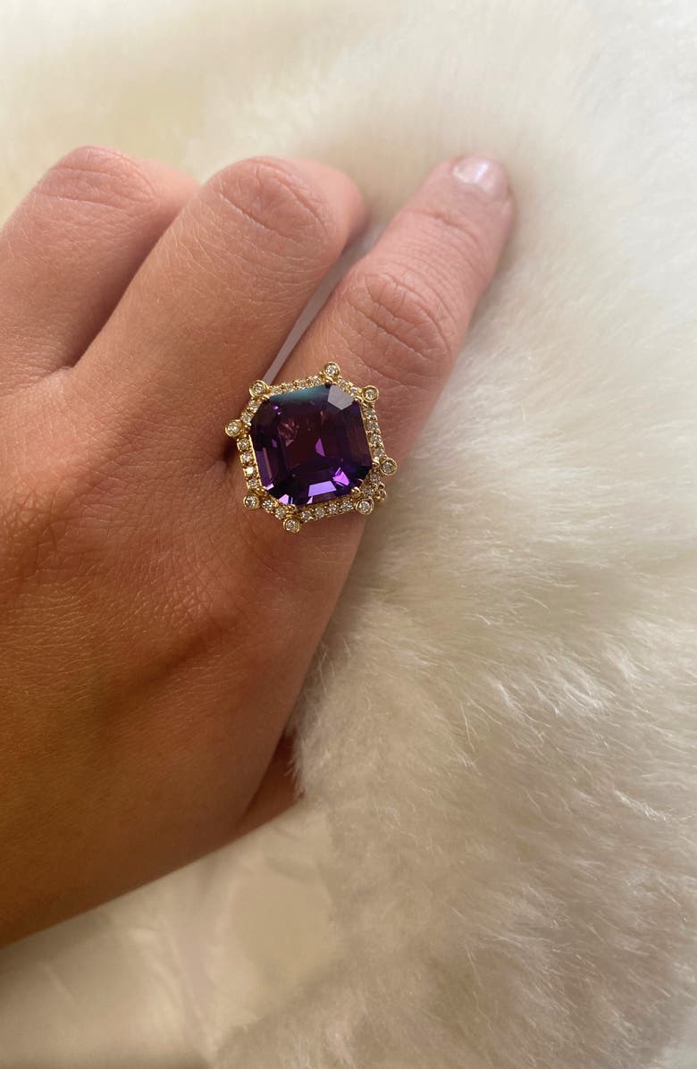 GOSHWARA Gossip Asscher-Cut Ring, Alternate, color, Purple