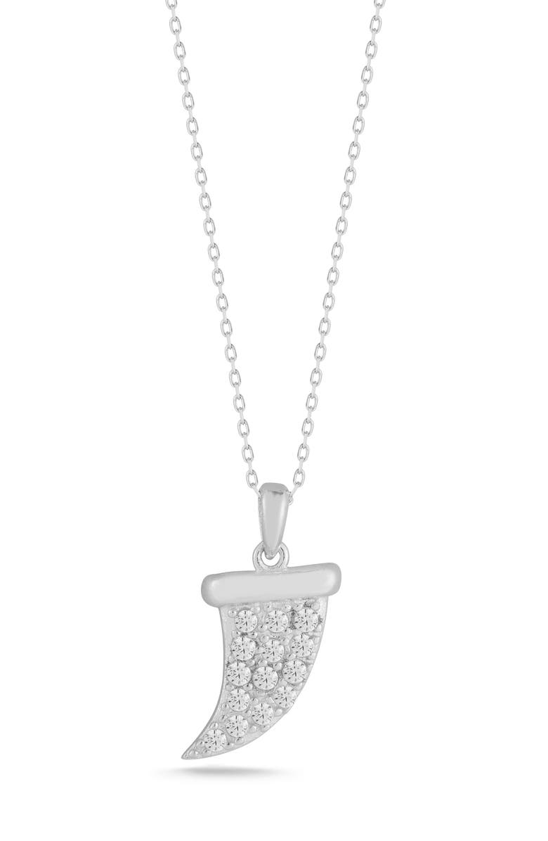 SPHERA MILANO Pavé CZ Horn Pendant Necklace, Main, color, Silver