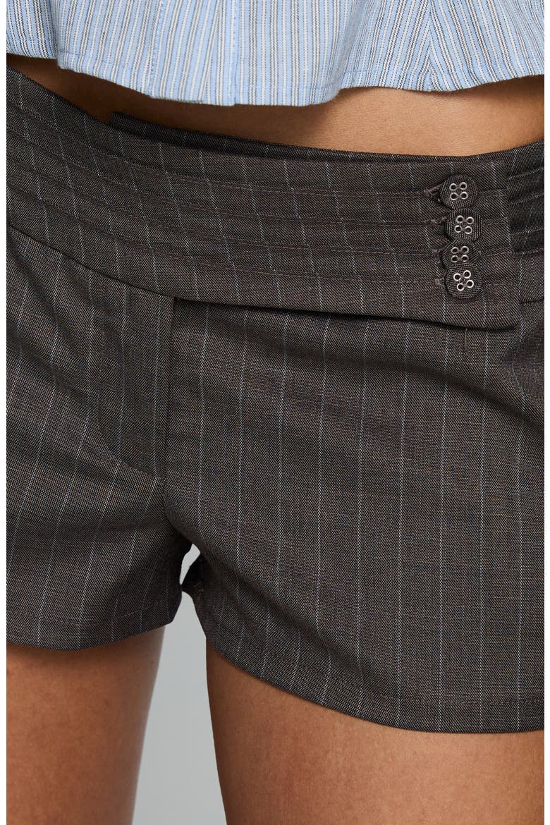 Body Electric Low Rise Pinstripe Shorts, Alternate, color, BROWN PINSTRIPE