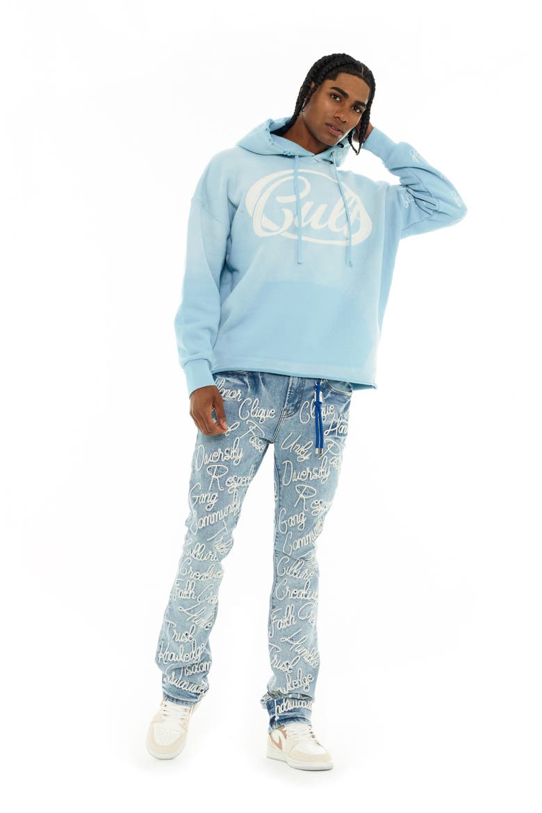 Logo Cotton Hoodie, Alternate, color, BLUE GLOW