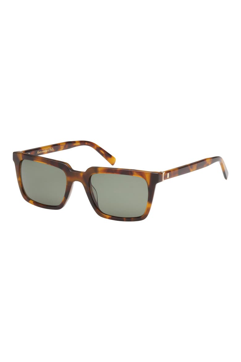 52mm Rectangular Sunglasses, Alternate, color, DARK HAVANA / GREEN LENS