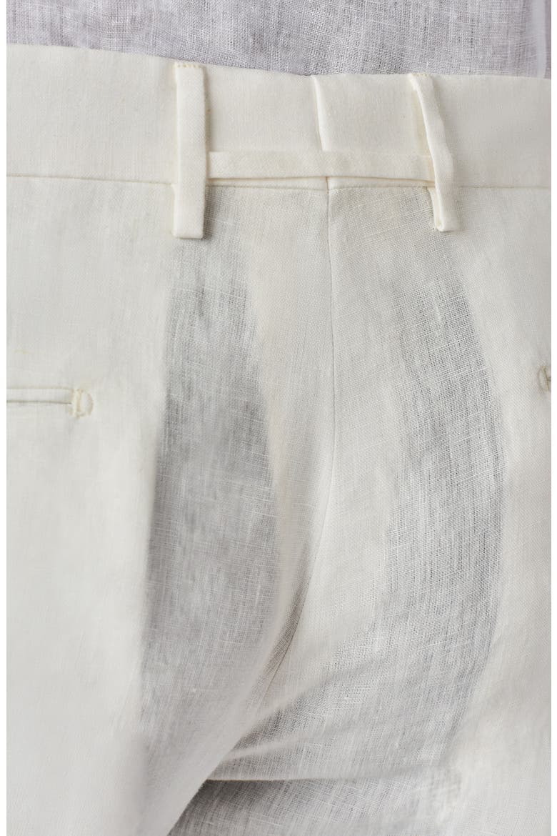 Parker Flat Front Solid Linen Trousers, Alternate, color, WHITE