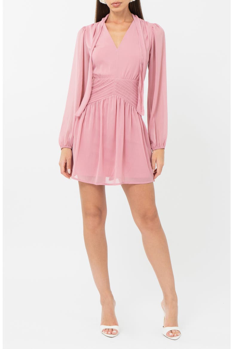 Betsy Neck Tie Minidress, Main, color, ROSE