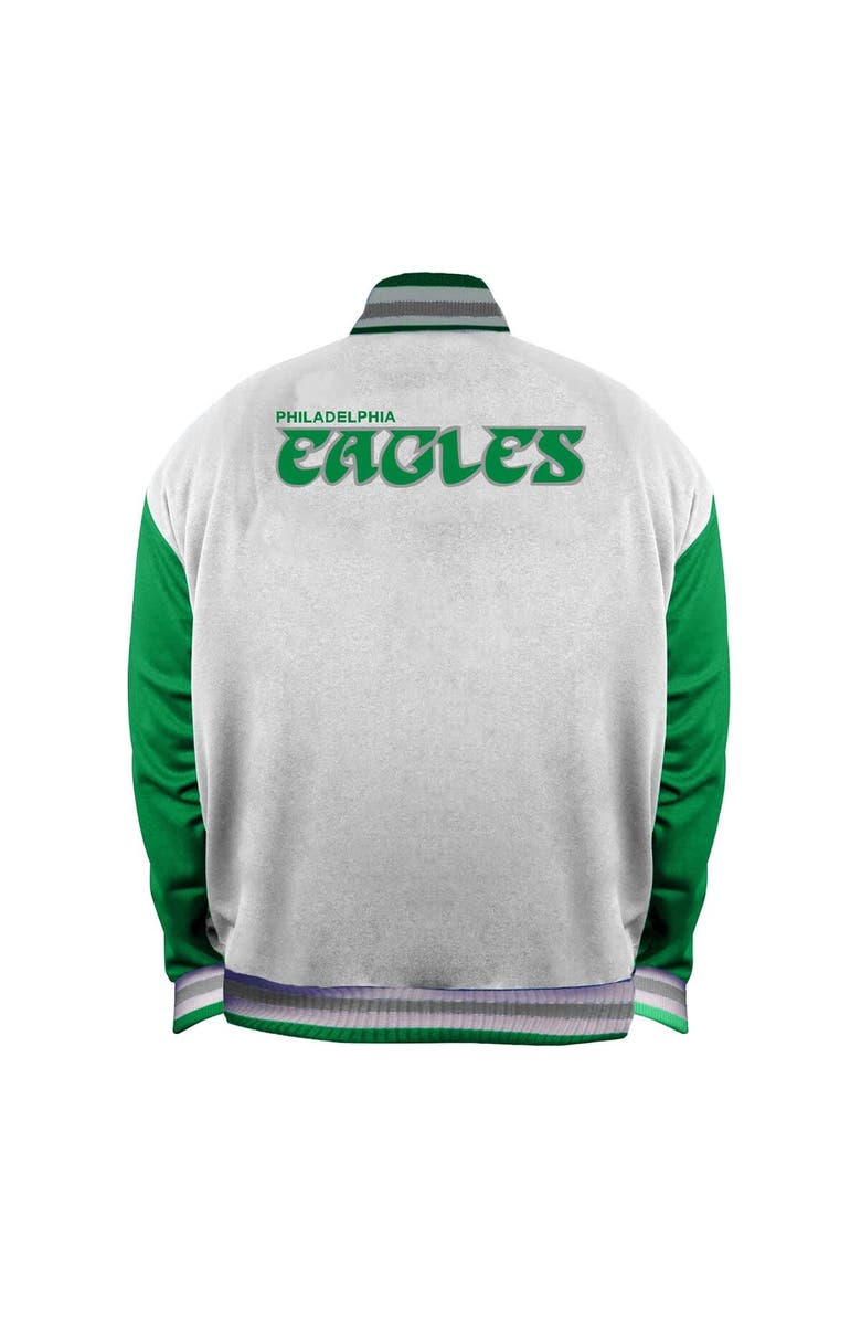 Mitchell & Ness Women's Mitchell & Ness White Philadelphia Eagles Throwback Plus Size Full-Snap Satin Jacket, Alternate, color, 