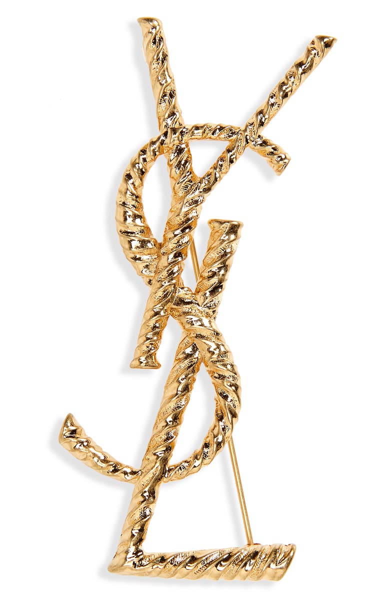 Saint Laurent Opyum YSL Twisted Brooch, Main, color,