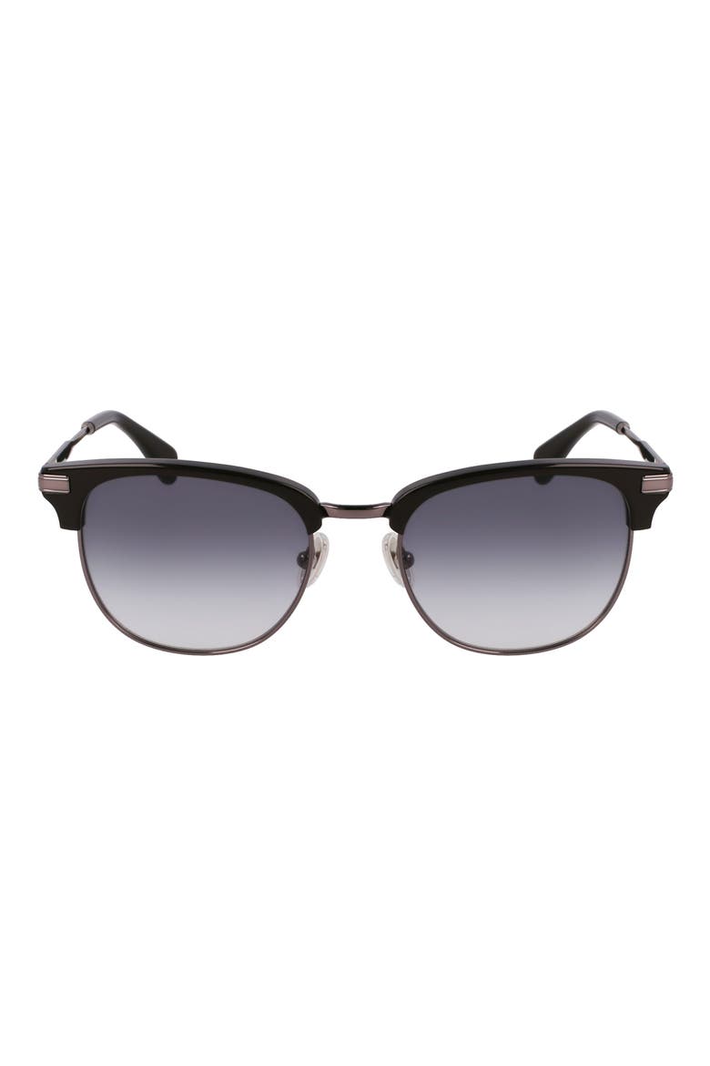 Linden 52mm Gradient Modified Rectangular Sunglasses, Main, color, GUNMETAL/ BROWN