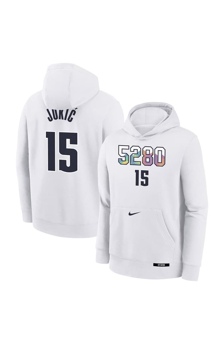 Nike Youth Nike Nikola Jokic White Denver Nuggets 2024/25 City Edition Name & Number Pullover Hoodie, Alternate, color, 