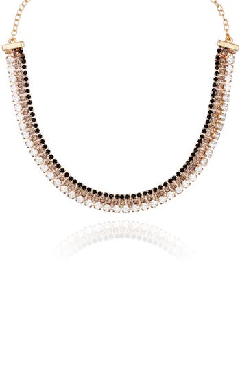 Vince Camuto Crystal Choker Necklace In Gold Tone